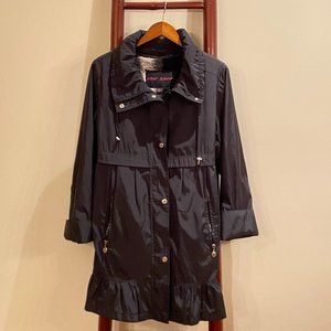 BETSEY JOHNSON Ruffle Hem Coat Faux Fur Lining